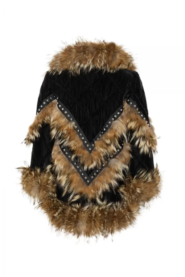 Abrigo de terciopelo negro estilo plumas con pelo de zorro natural – Tete by Odette Abrigo de terciopelo negro estilo plumas con pelo de zorro natural – Tete by Odette