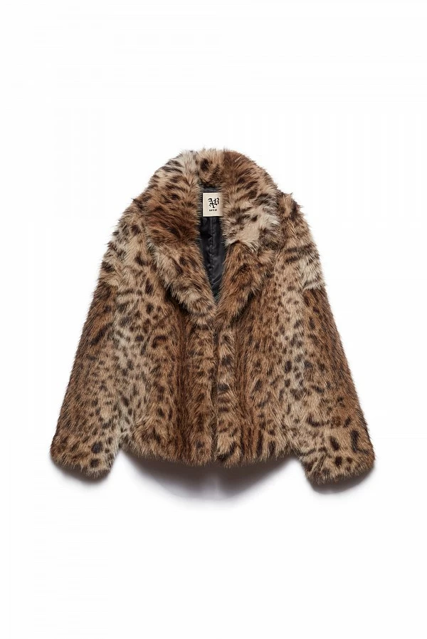 Abrigo ecopiel animal print roxette aniye by