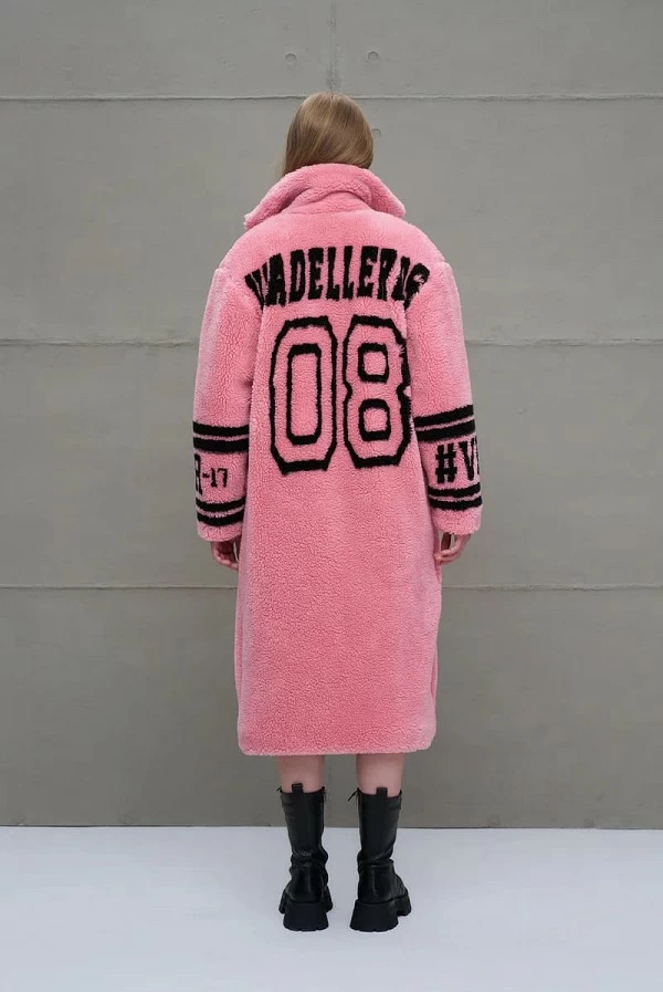 abrigo largo rosa imitación piel vdr