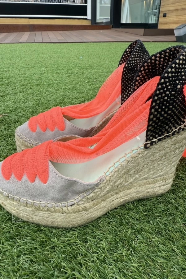 Alpargatas de Cuña Mujer Star Love Gris  coral