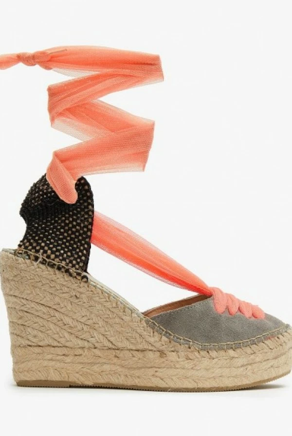 Alpargatas de Cuña Mujer Star Love Gris  coral