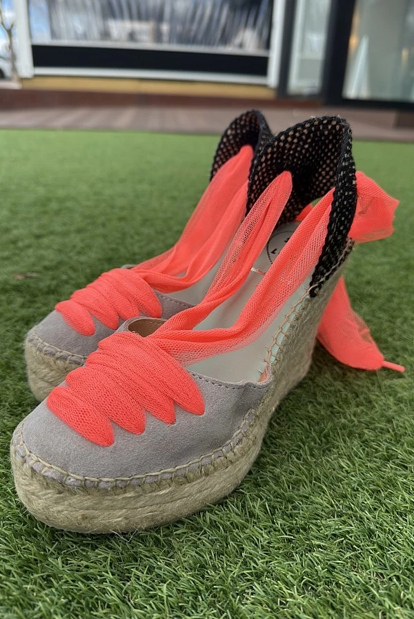 Alpargatas de Cuña Mujer Star Love Gris  coral