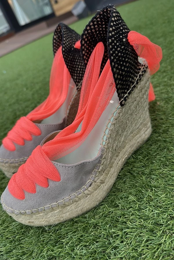 Alpargatas de Cuña Mujer Star Love Gris  coral