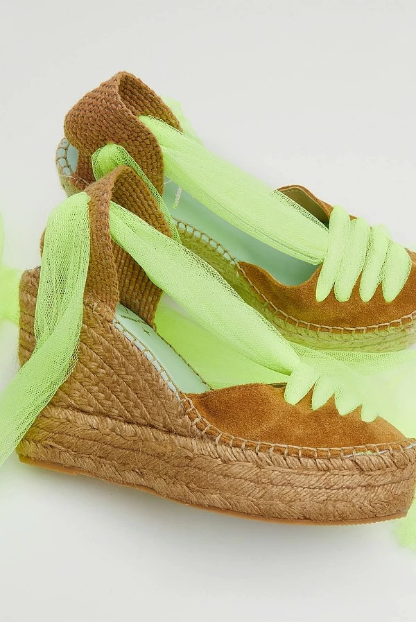 Alpargatas de Cuña Mujer Star Love Marrón Amarillo