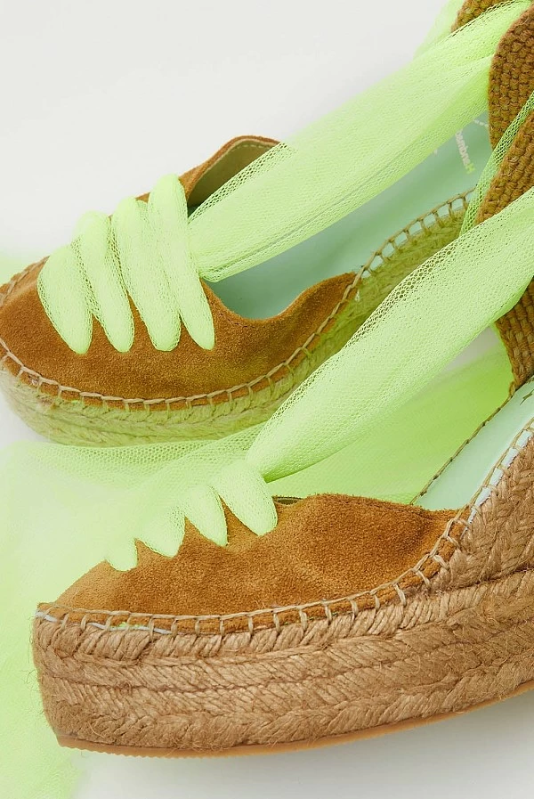 Alpargatas de Cuña Mujer Star Love Marrón Amarillo