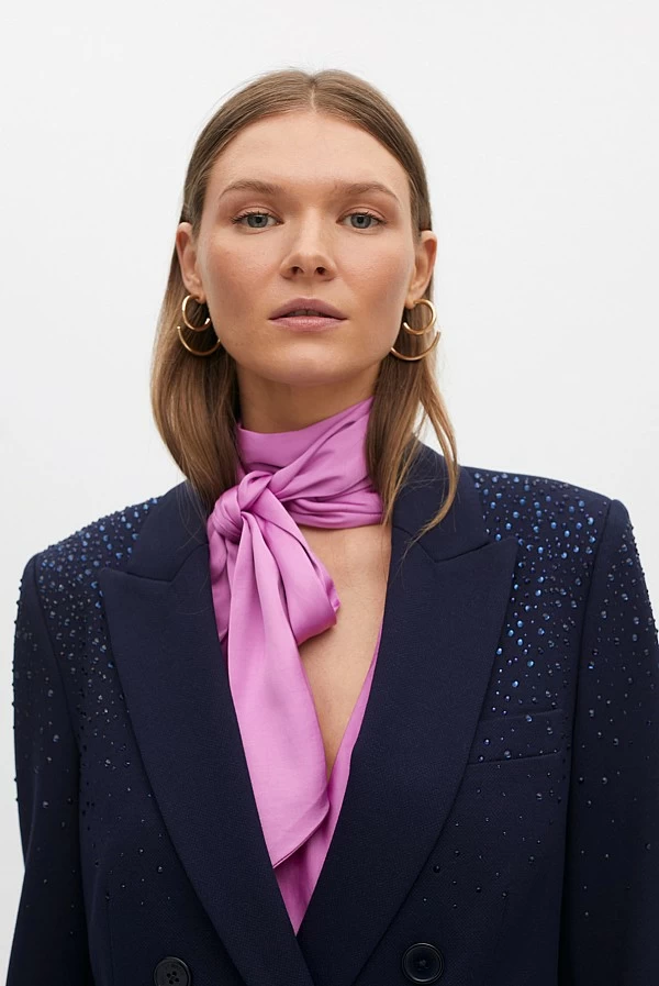 Americana lola casademunt Azul Marino con Detalle de Strass en los Hombros