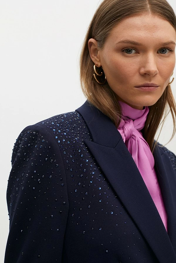 Americana lola casademunt Azul Marino con Detalle de Strass en los Hombros