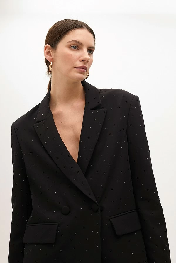 Americana Recta con Doble Botonadura y Detalles de Strass lola casademunt