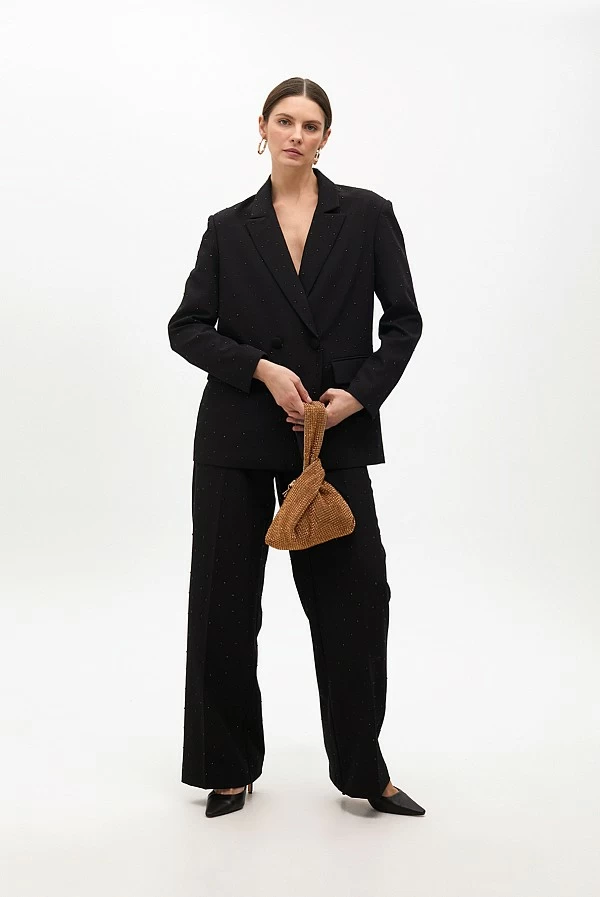 Americana Recta con Doble Botonadura y Detalles de Strass lola casademunt