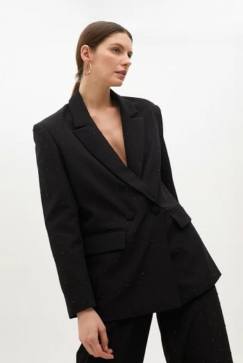 Americana Recta con Doble Botonadura y Detalles de Strass lola casademunt