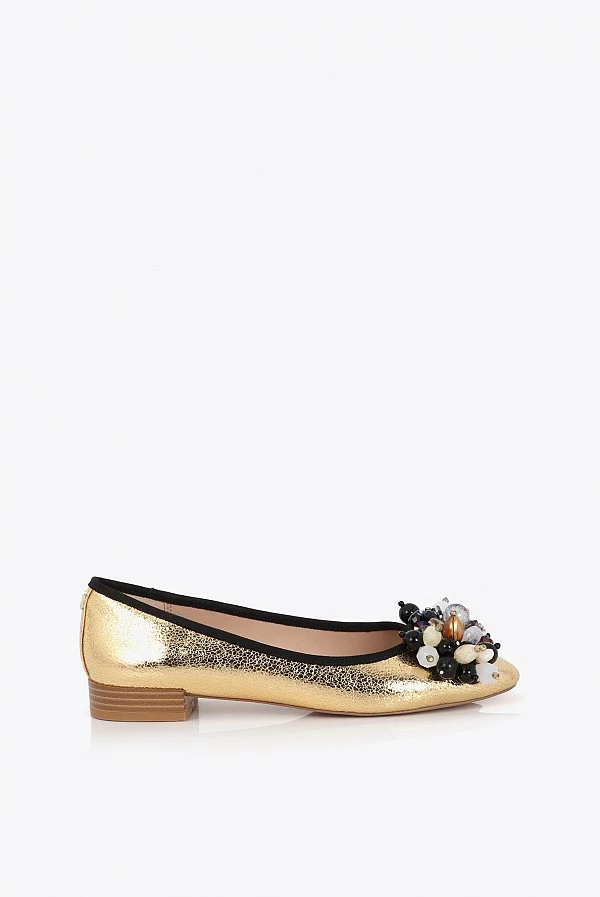 Bailarinas Planas Metalizadas con Aplicaciones