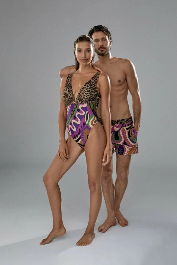 Bañador lola casademunt con estampado animal y Paisley combinados