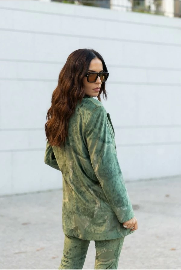 Blazer cruzada Scripta de efecto terciopelo marron