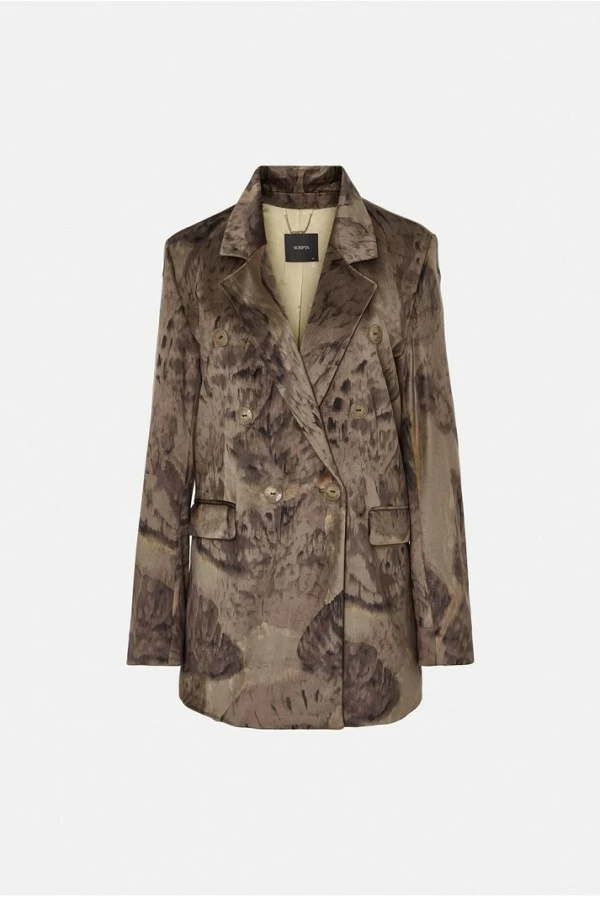 Blazer cruzada Scripta de efecto terciopelo marron