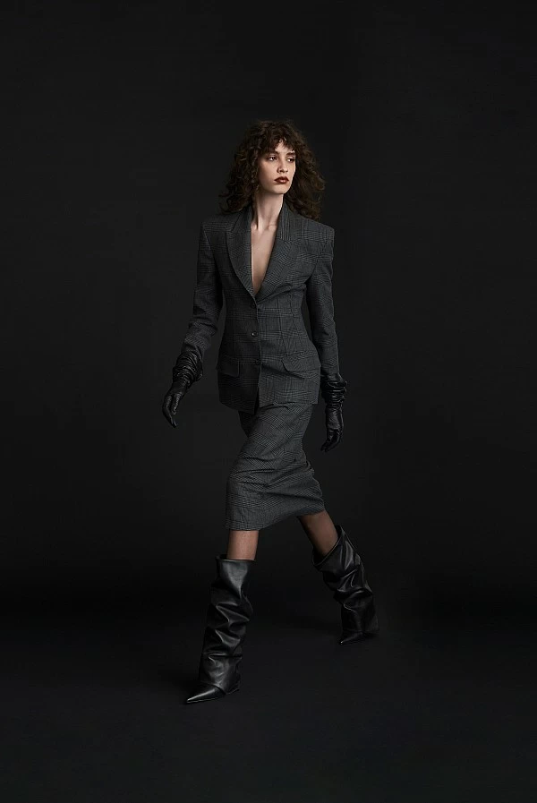 blazer daliah cuadros gris aniye by