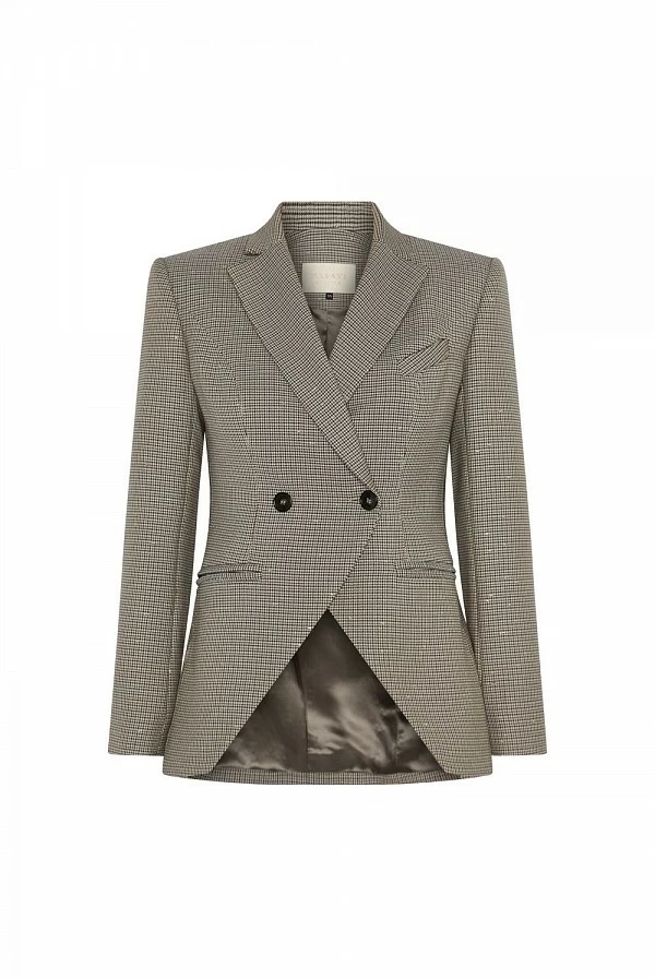 Blazer de cuadros inglesa con hilos dorados y doble botonadura masavi