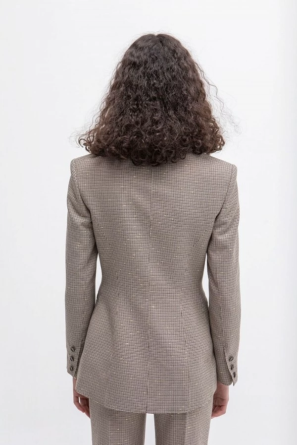 Blazer de cuadros inglesa con hilos dorados y doble botonadura masavi