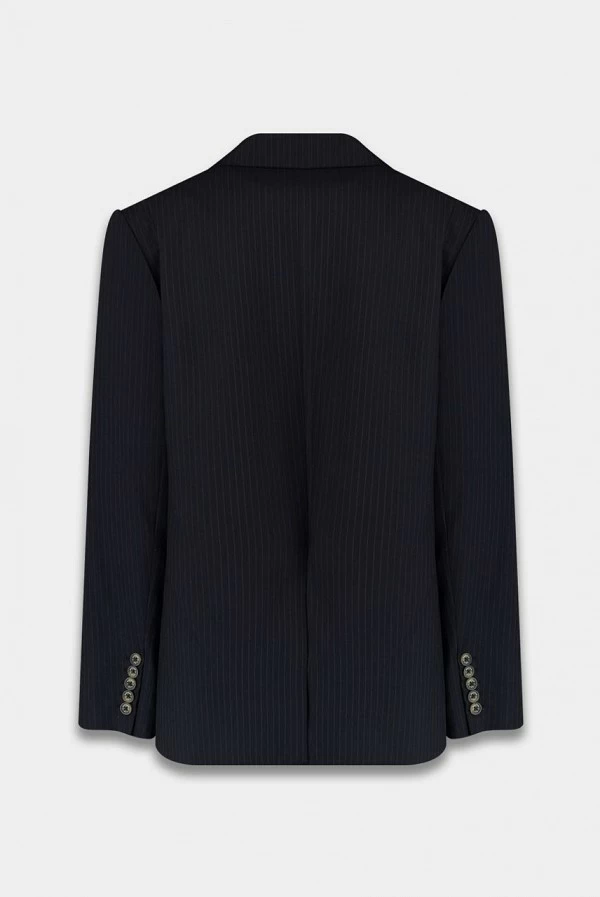 Blazer oversize ANNA en raya diplomática negro y azul vintage – harper and yve