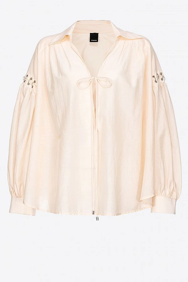 blusa de gasa pinko beige ojales