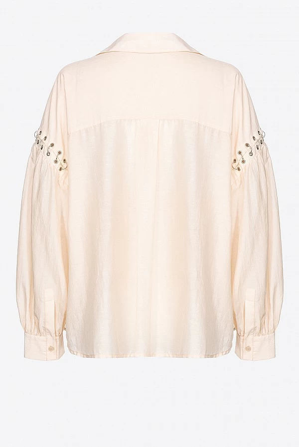 blusa de gasa pinko beige ojales