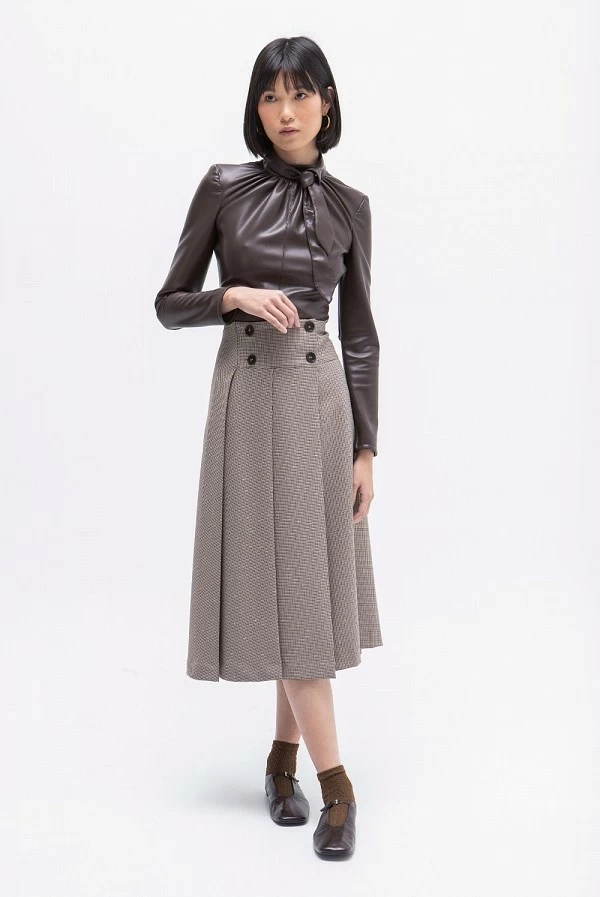 blusa ecopiel pisolo marron masavi