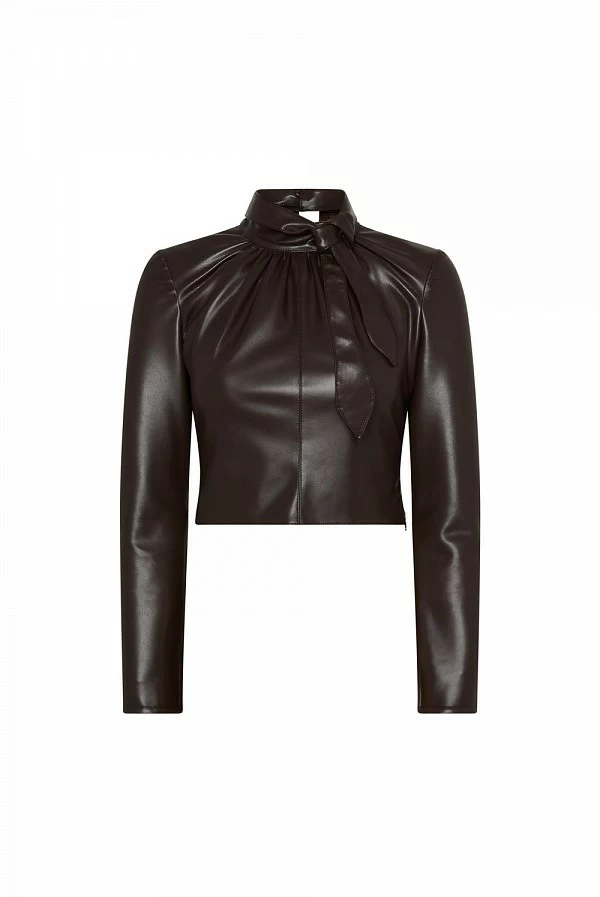 blusa ecopiel pisolo marron masavi