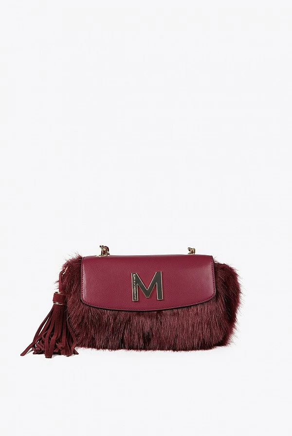bolso Bandolera pelo con solapa burdeos lola casademunt