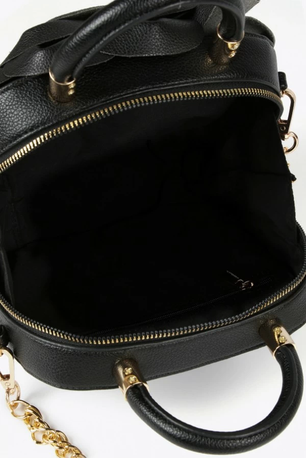 Bolso con flor en efecto piel blanco o negro lola casademunt