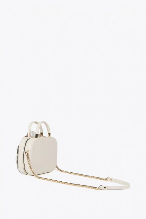 Bolso con flor en efecto piel blanco o negro lola casademunt