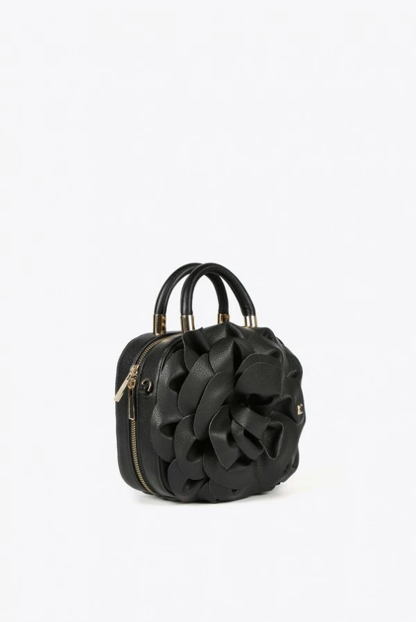 Bolso con flor en efecto piel blanco o negro lola casademunt