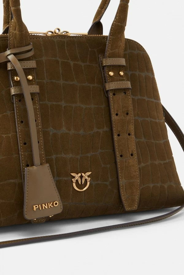 Bolso de mano pequeño Escape Bag en piel nobuck cocodrilo – Pinko