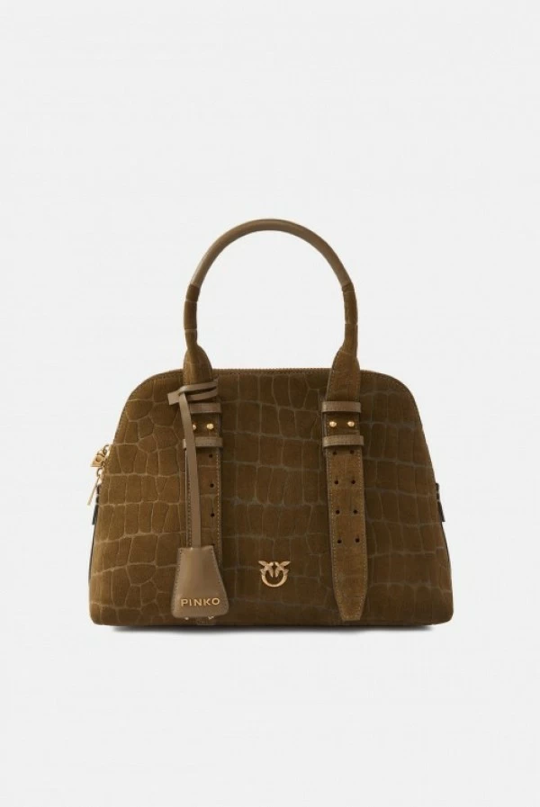 Bolso de mano pequeño Escape Bag en piel nobuck cocodrilo – Pinko