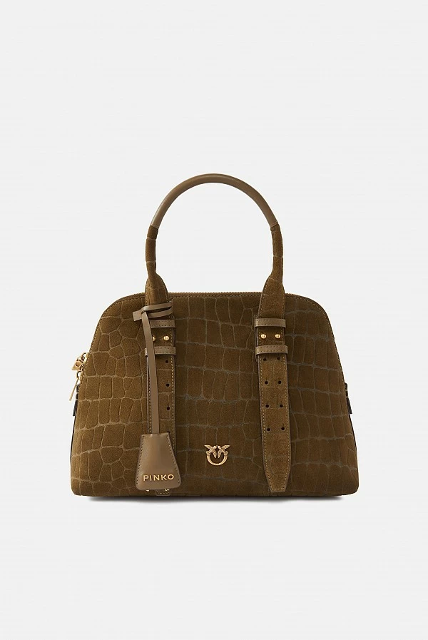 Bolso de mano pequeño Escape Bag en piel nobuck cocodrilo – Pinko