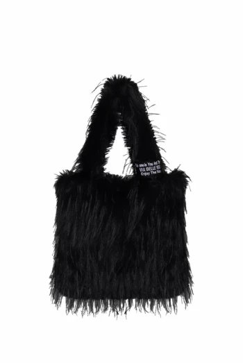Bolso de piel sintética con plumas negras VDR VIA DE LA ROSE Bolso de piel sintética con plumas negras VDR VIA DE LA ROSE