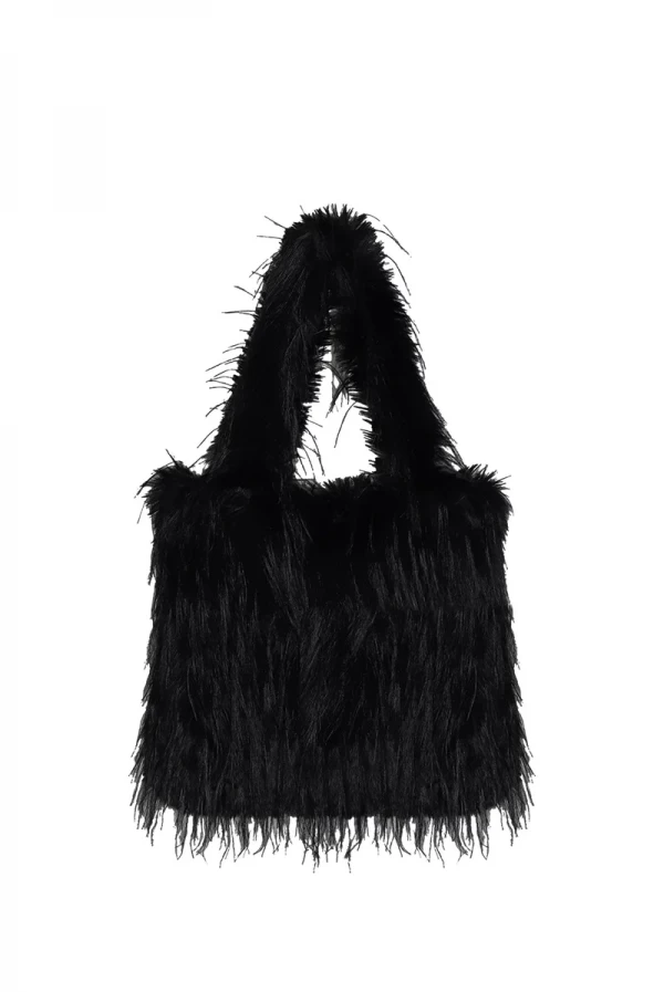 Bolso de piel sintética con plumas negras VDR VIA DE LA ROSE