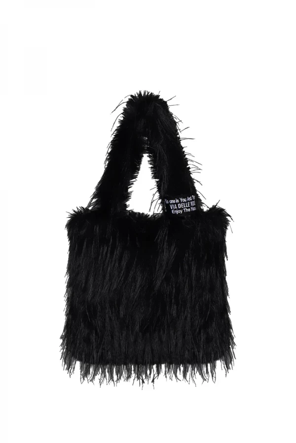 Bolso de piel sintética con plumas negras VDR VIA DE LA ROSE
