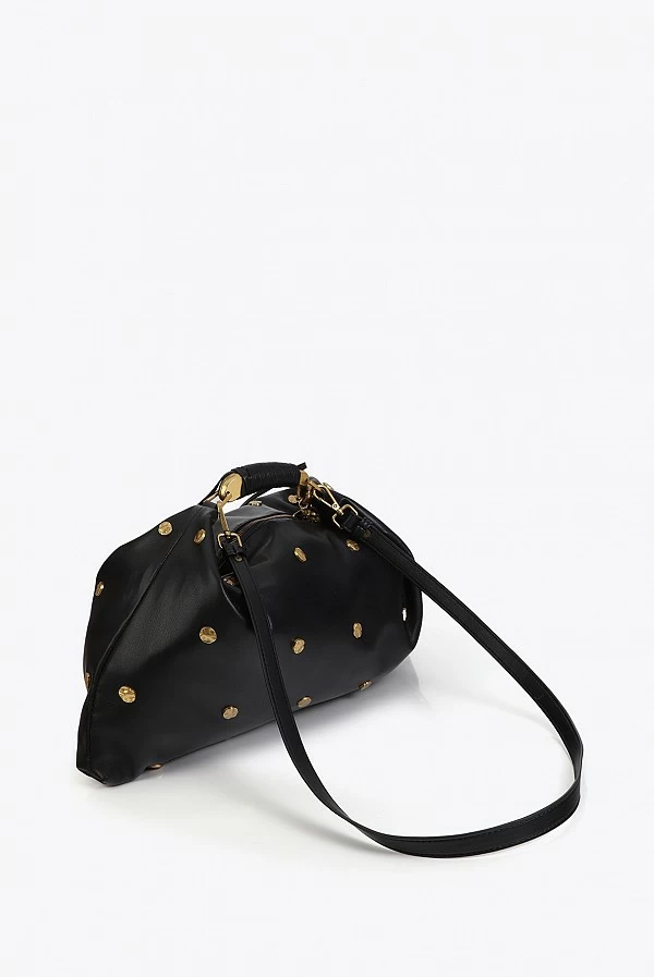 Bolso Hobo Negro con Tacha Dorada