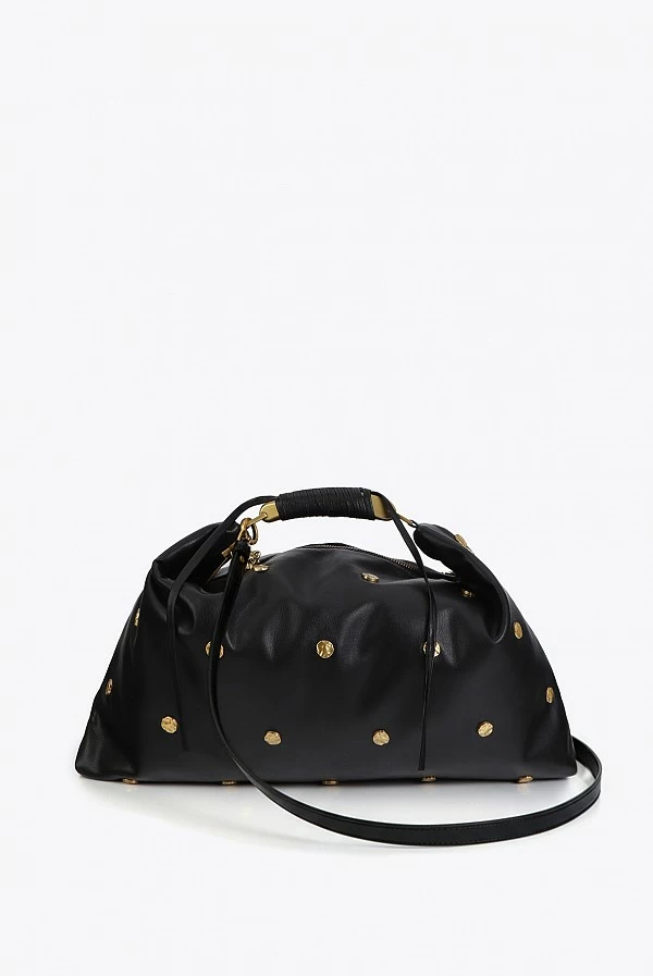 Bolso Hobo Negro con Tacha Dorada