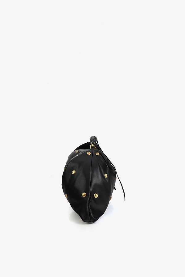 Bolso Hobo Negro con Tacha Dorada