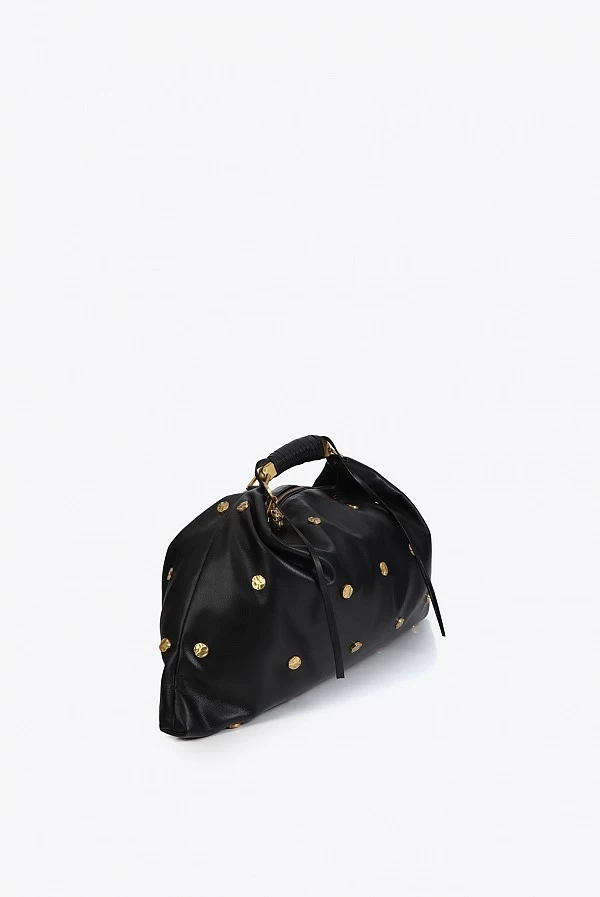 Bolso Hobo Negro con Tacha Dorada