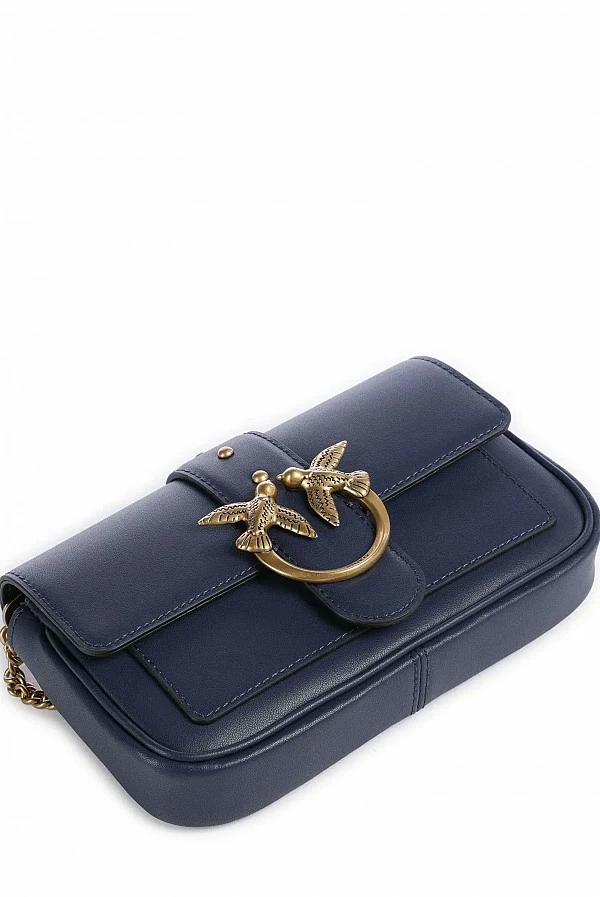 Bolso Love One Pocket C en piel suave azul marino – Pinko