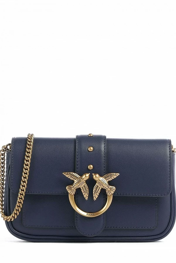 Bolso Love One Pocket C en piel suave azul marino – Pinko