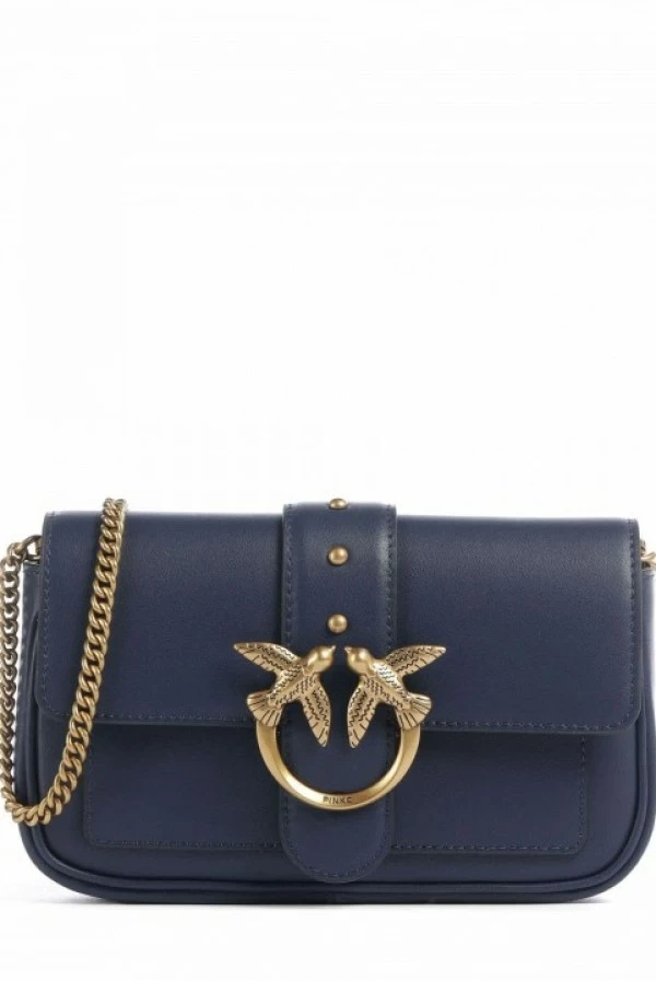 Bolso Love One Pocket C en piel suave azul marino – Pinko