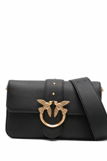 Bolso negro Love One Classic Slouchy de PINKO con hebilla dorada