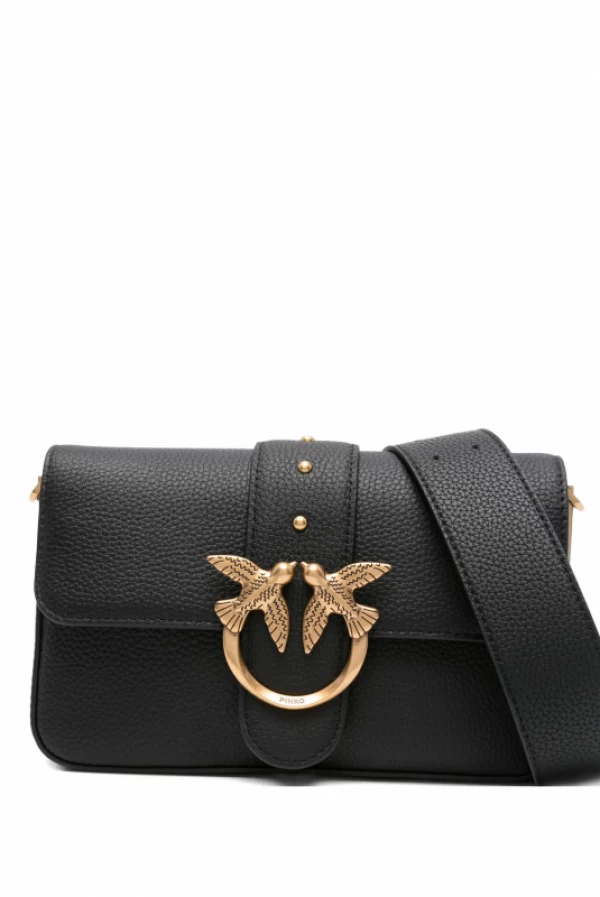 Bolso negro Love One Classic Slouchy de PINKO con hebilla dorada