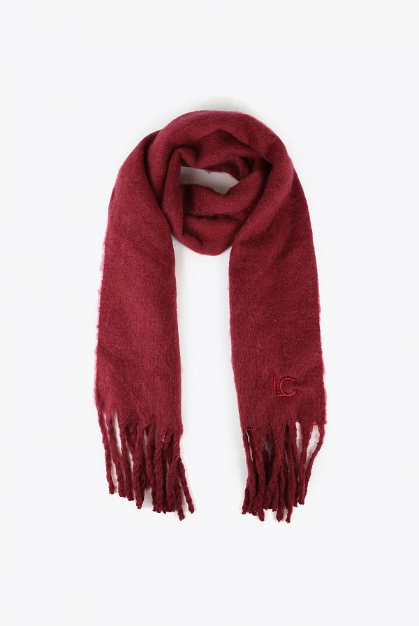 Bufanda lisa con flecos gruesos y logo bordado LOLA Casademunt