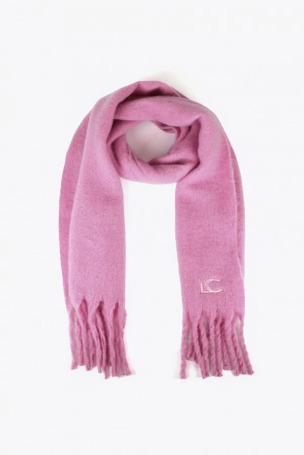 Bufanda lisa con flecos gruesos y logo bordado LOLA Casademunt