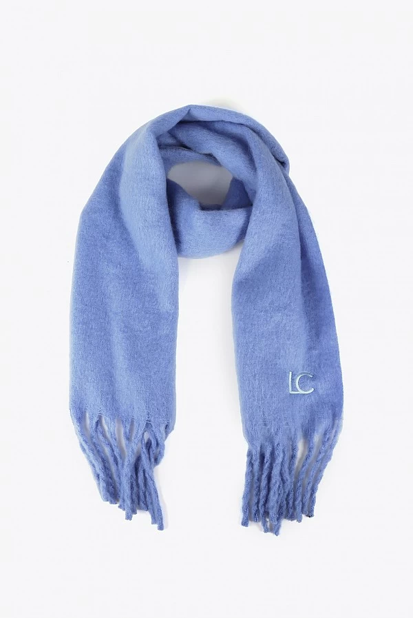 Bufanda lisa con flecos gruesos y logo bordado LOLA Casademunt