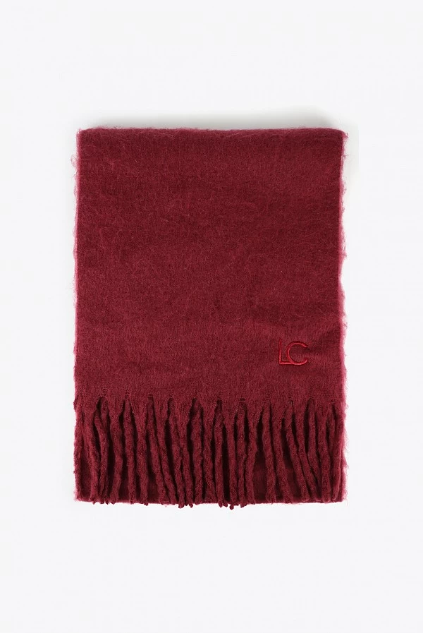 Bufanda lisa con flecos gruesos y logo bordado LOLA Casademunt
