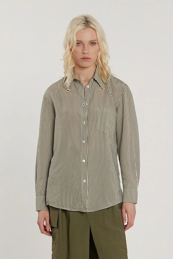 Camisa ARDITI de Rayas con Strass y Detalle Ojo Camisa ARDITI de Rayas con Strass y Detalle Ojo